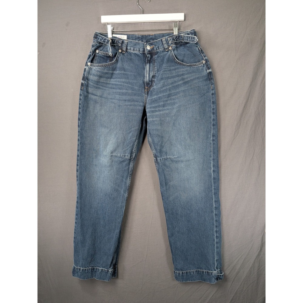 Zara Mens Relaxed Fit Adjustable Waist‎ Blue Denim Jeans USA 36 RN 77302
